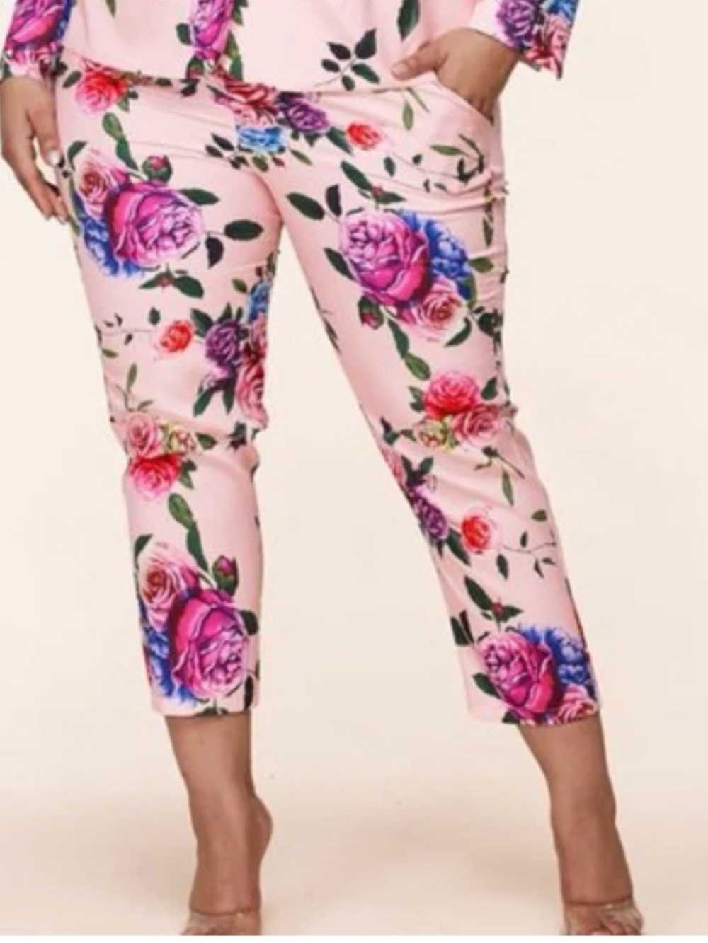 L'ATISTE Pink Floral Elastic Waist Skirt